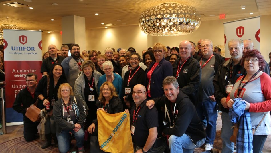 Katha Fortier with Unifor's large delegation to the Ontario Federation of Labour Convention.