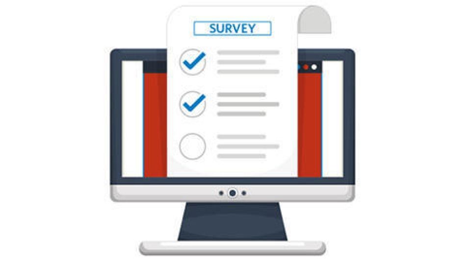 clipart computer with a paper survey 