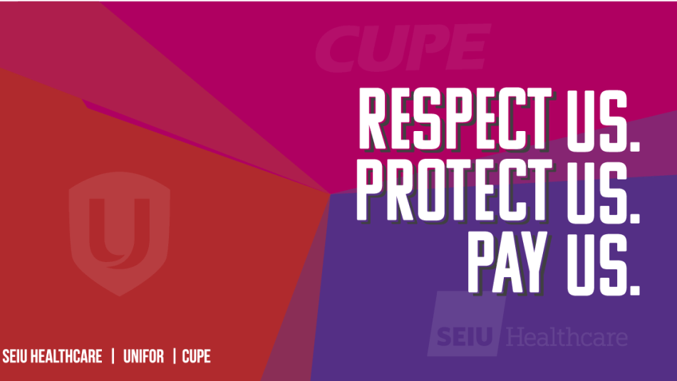 A colourful graphic reads: 'Respect Us. Protect Us. Pay Us."