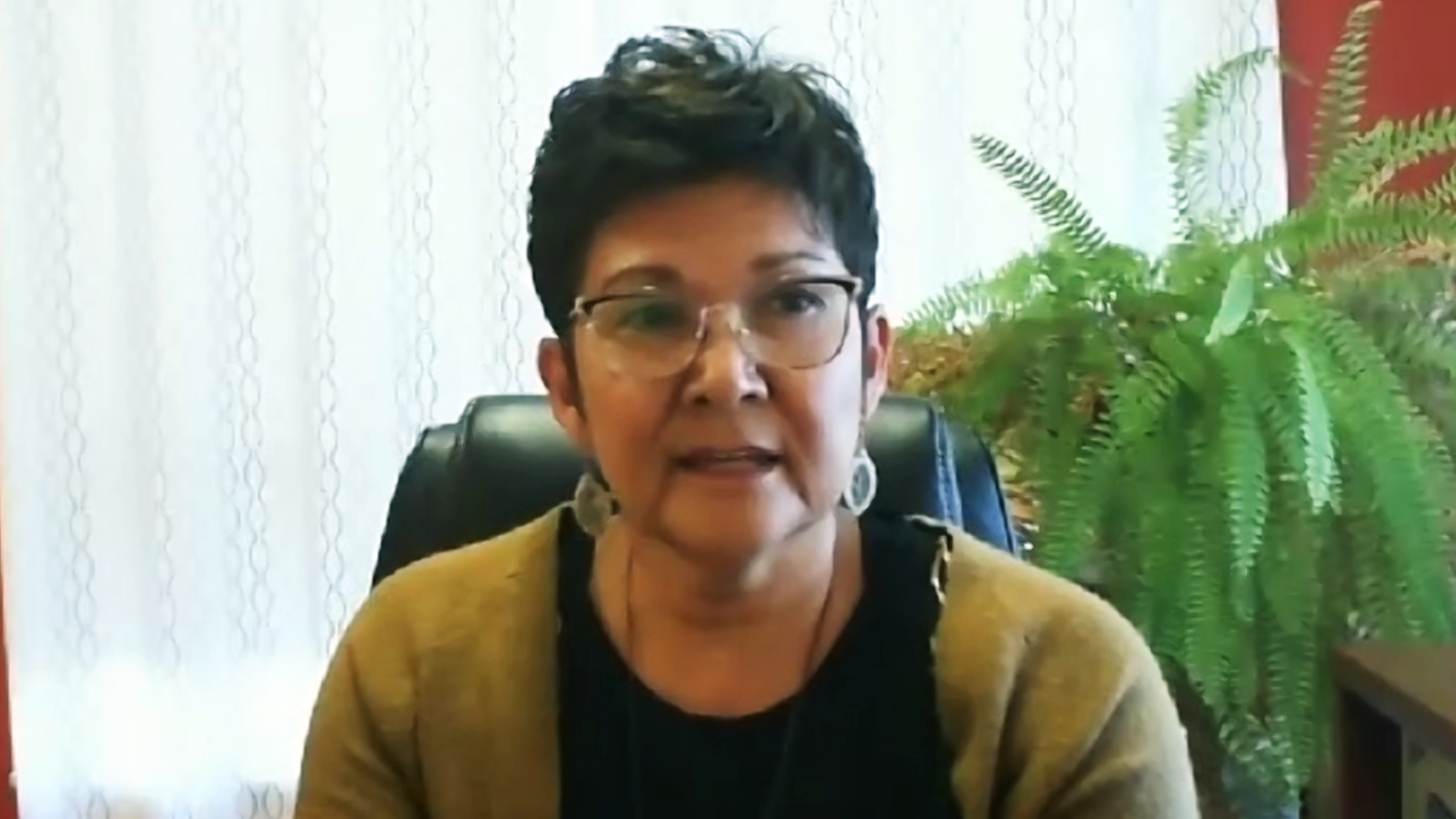 Eva Wilson-Fontaine speaking on a Zoom video call.