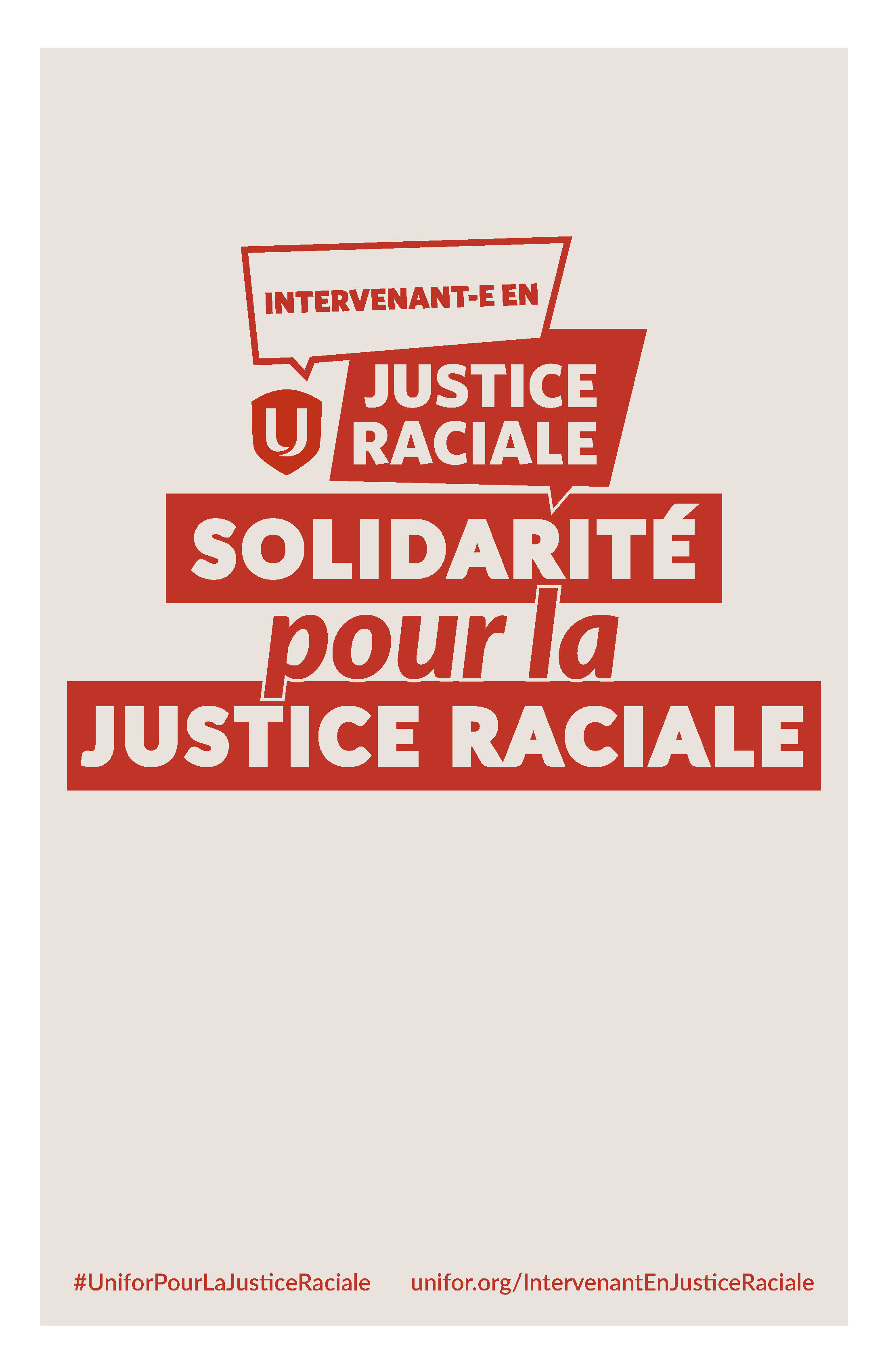 l’affiche « Solidarité pour la justice raciale » d’Unifor