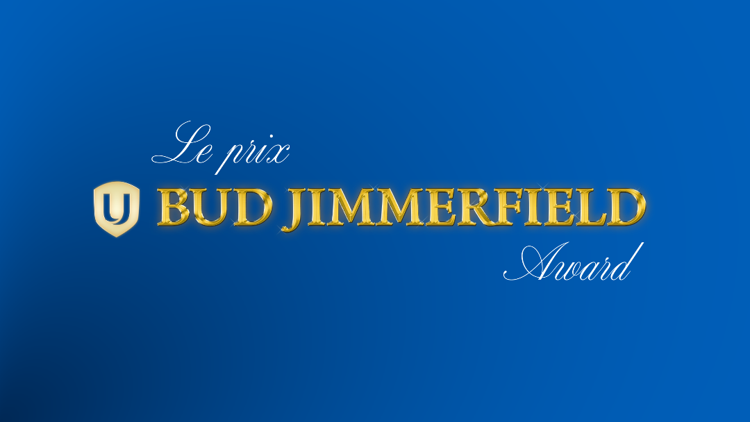 The Unifor shield and the words "Bud Jimmerfield Award" on a black background.