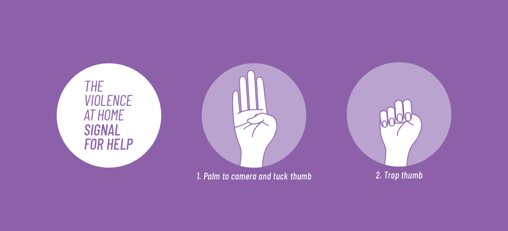 hands making sign language the violance at home single for help