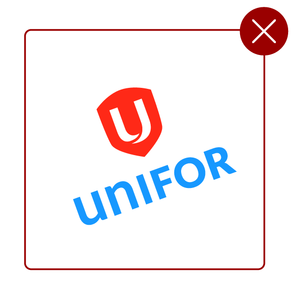 Tilted Unifor logo with the wrong colours