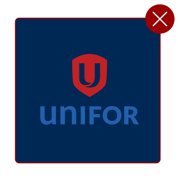 Full colour Unifor logo on a navy blue background with a navy blue U in the shield.