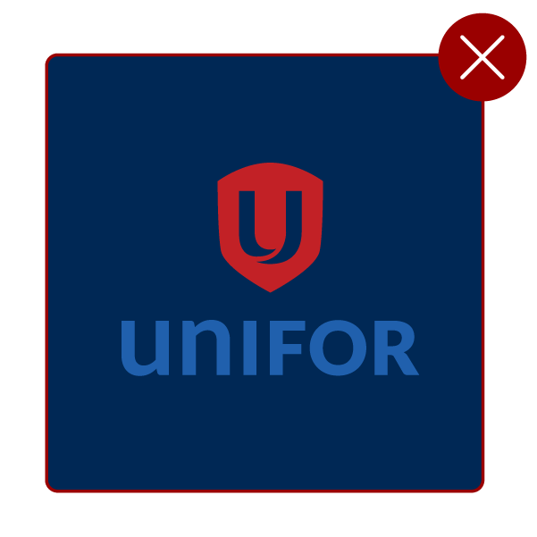 Full colour Unifor logo on a navy blue background with a navy blue U in the shield.