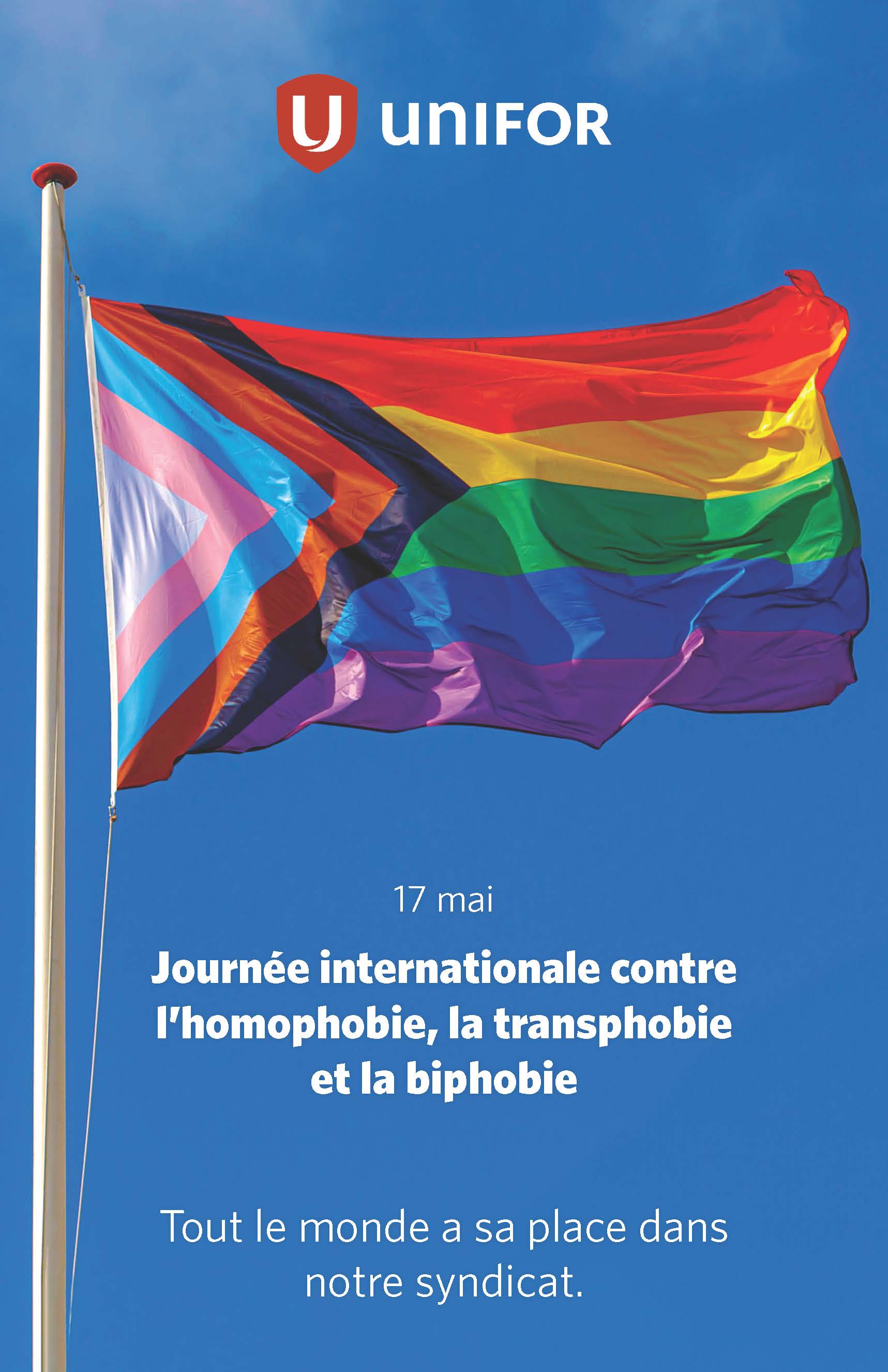 Drapeau trans sur fond bleu