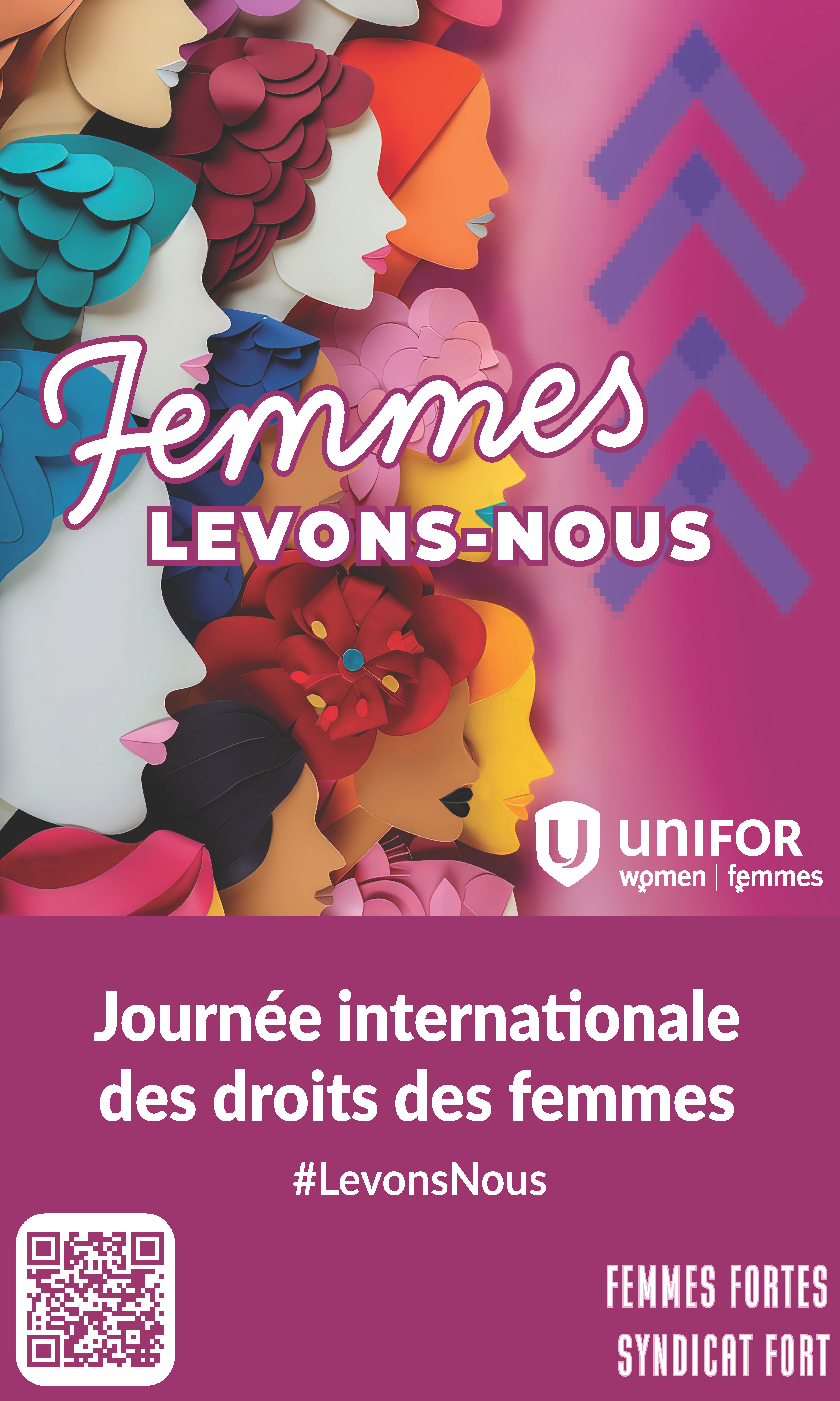 Profils artistiques de silhouettes de femmes, Women Rise, flèches vers le haut