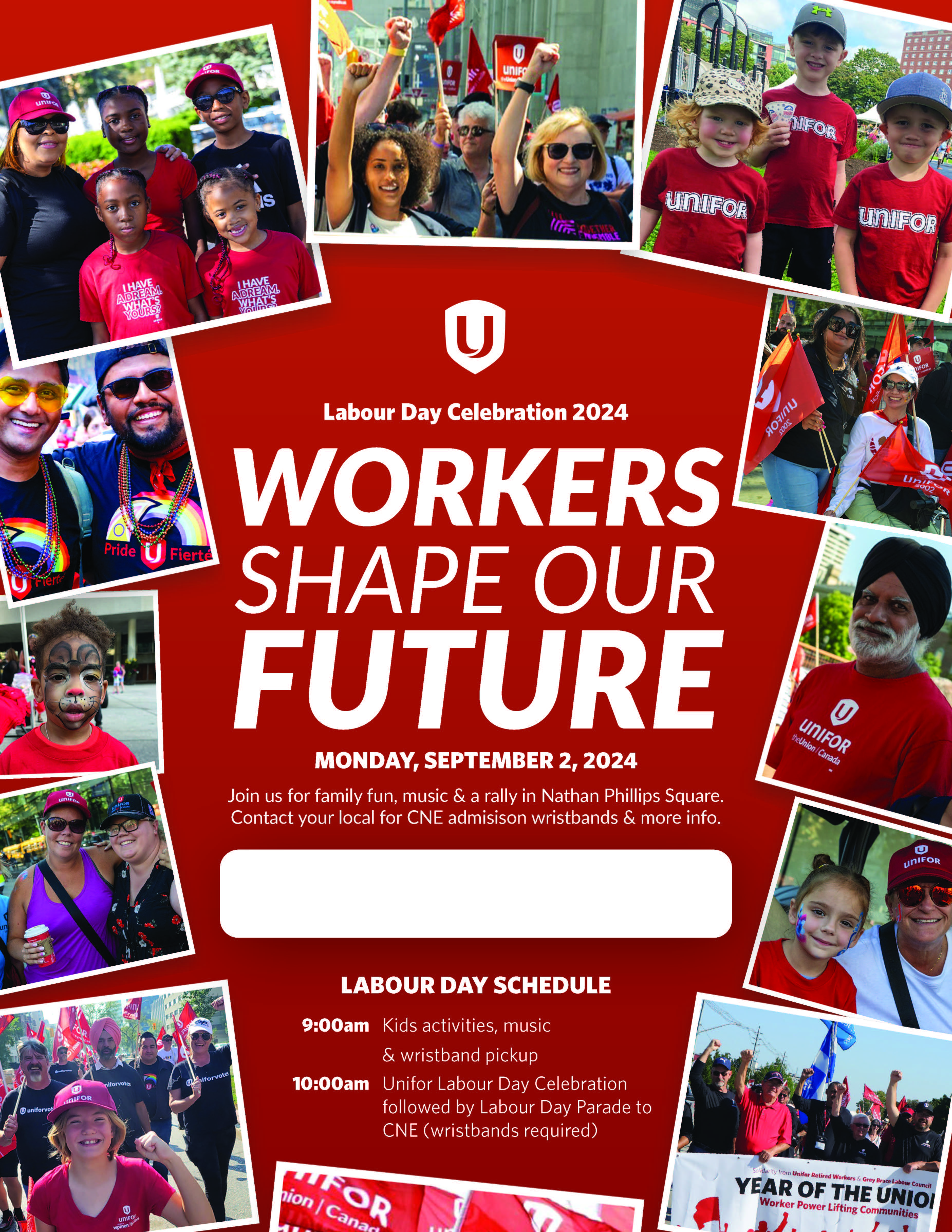 Labour day poster with a collage of images 