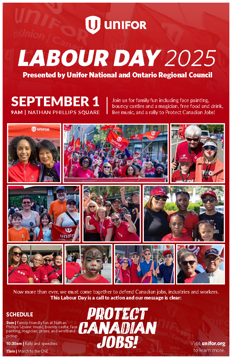 Toronto Labour Day 2025 poster, montage of portrats