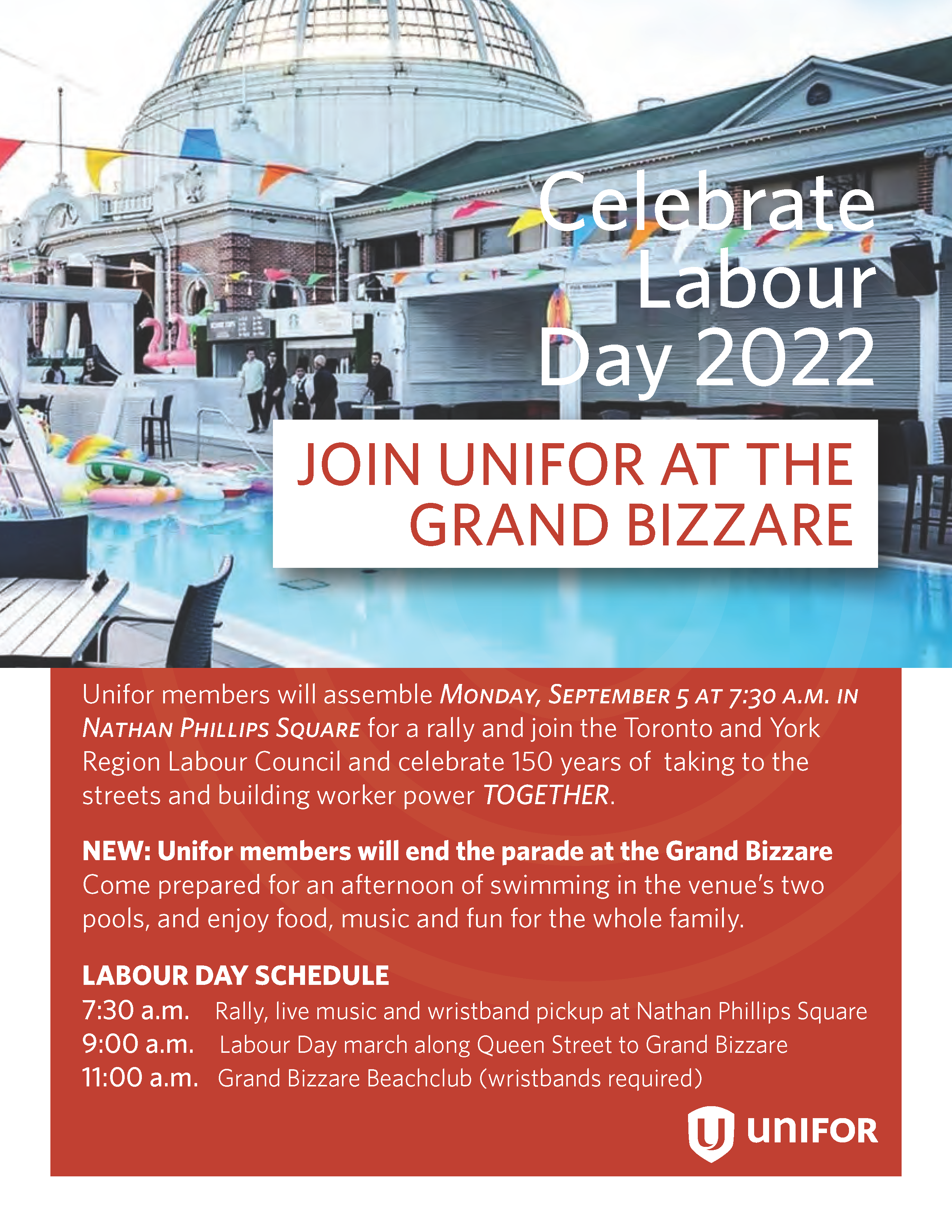 Unifor poster for Labour Day Toronto