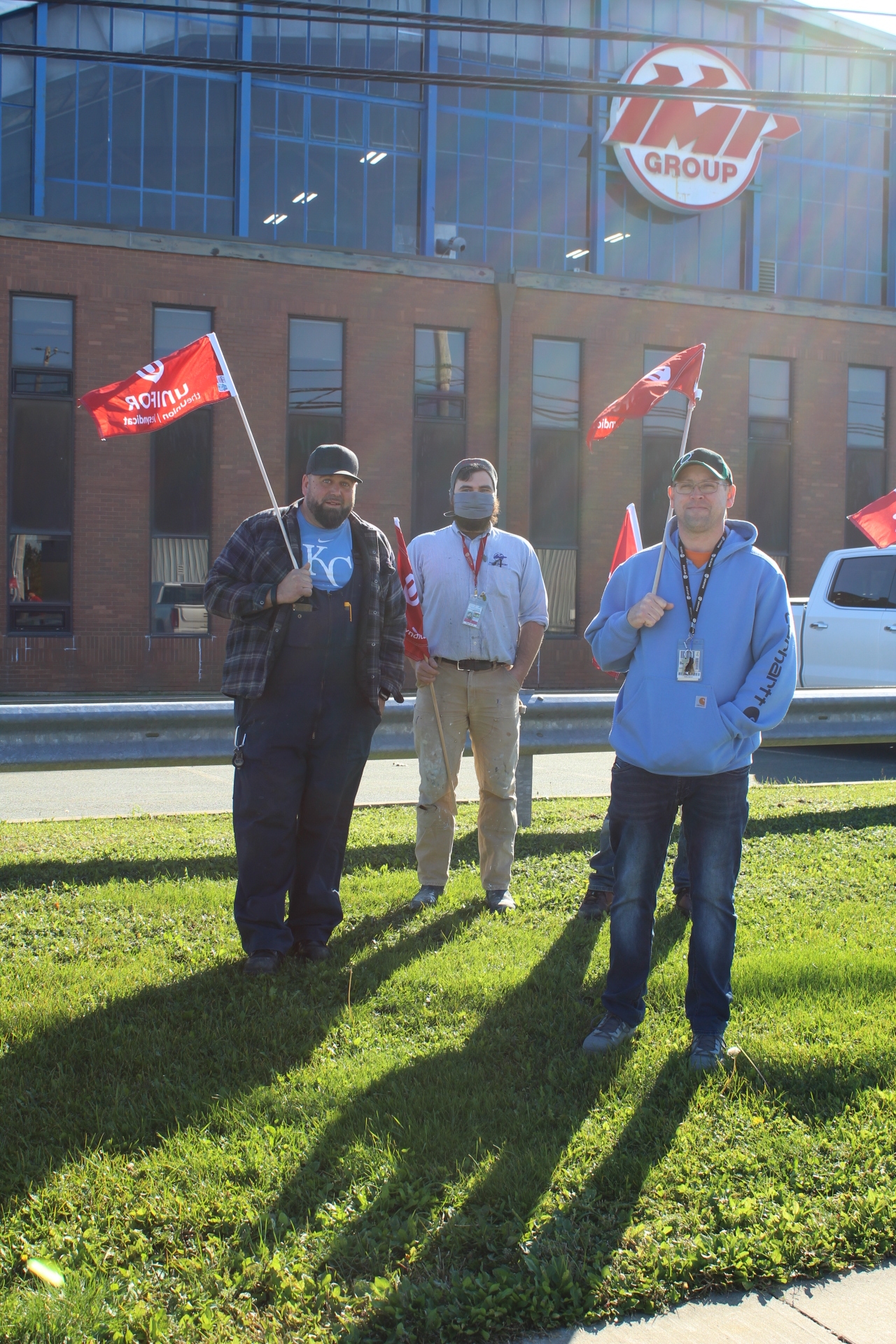 Protesters outside IMP Aerospace at Halifax airport.