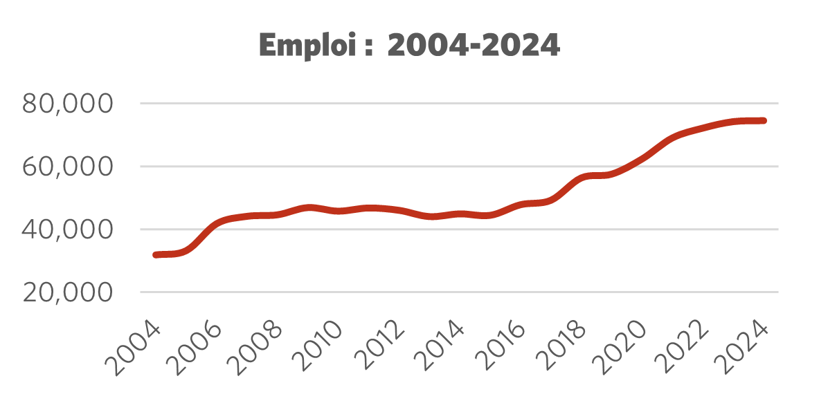 Graphique montrant l'emploi 2004 – 2024