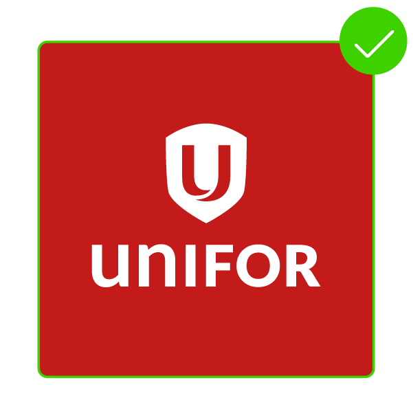 White Unifor logo on red background