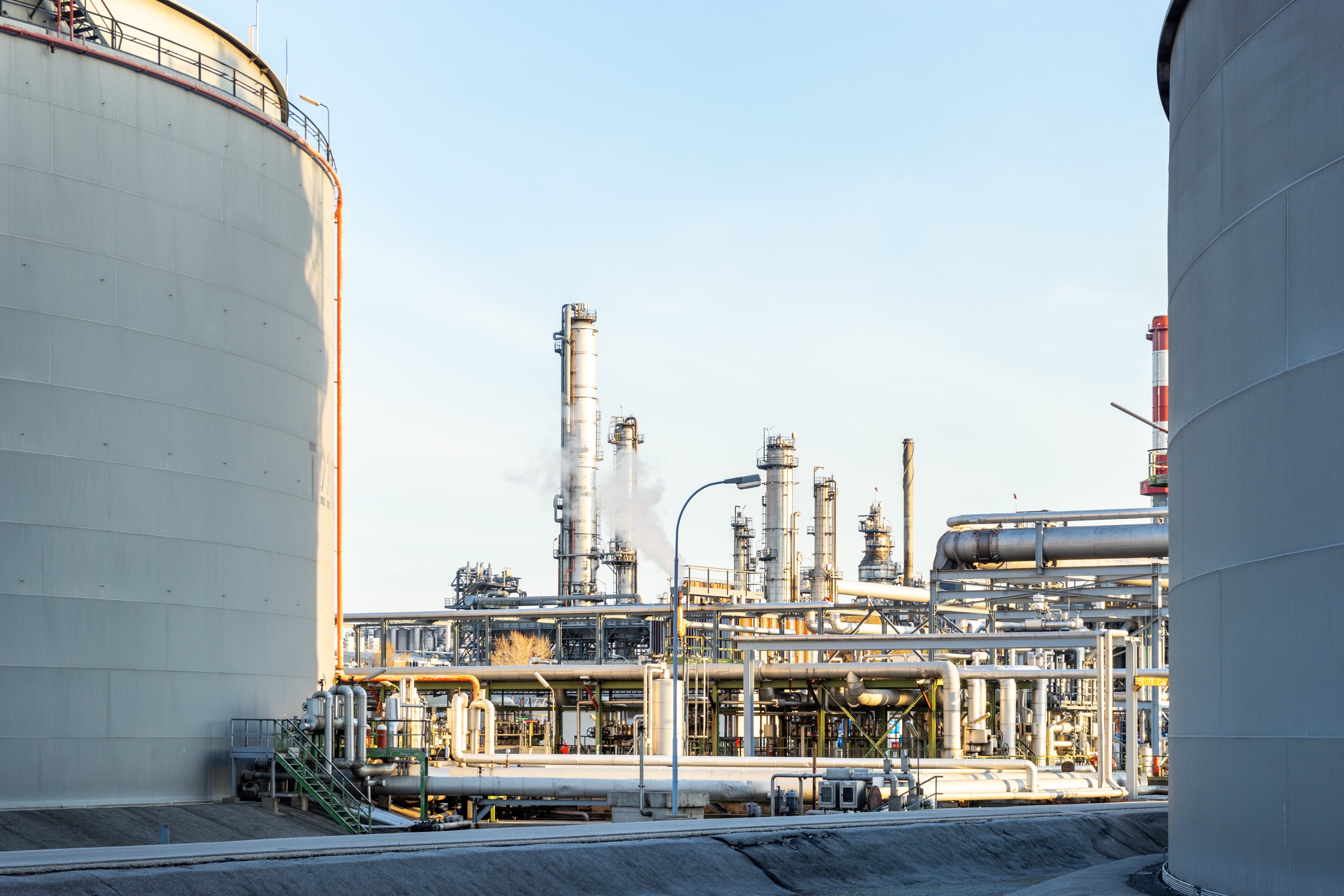 Oil refinery.