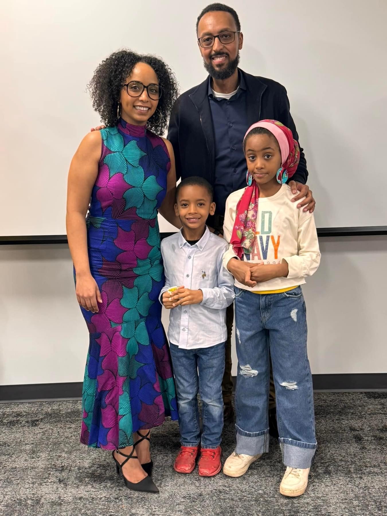 Samia Hashi attends Unifor’s Black History Month event in Toronto with her brother, niece, and nephew.