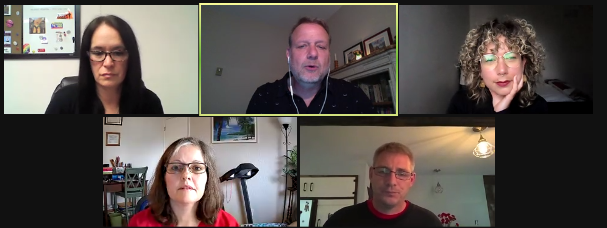 Photo of Zoom call with five panelists