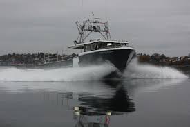 A boat speeds through the water.