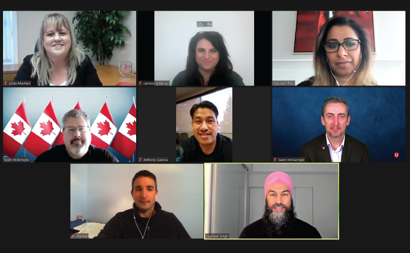 Image of Unifor leadership meeting with NDP Leader Jagmeet Singh