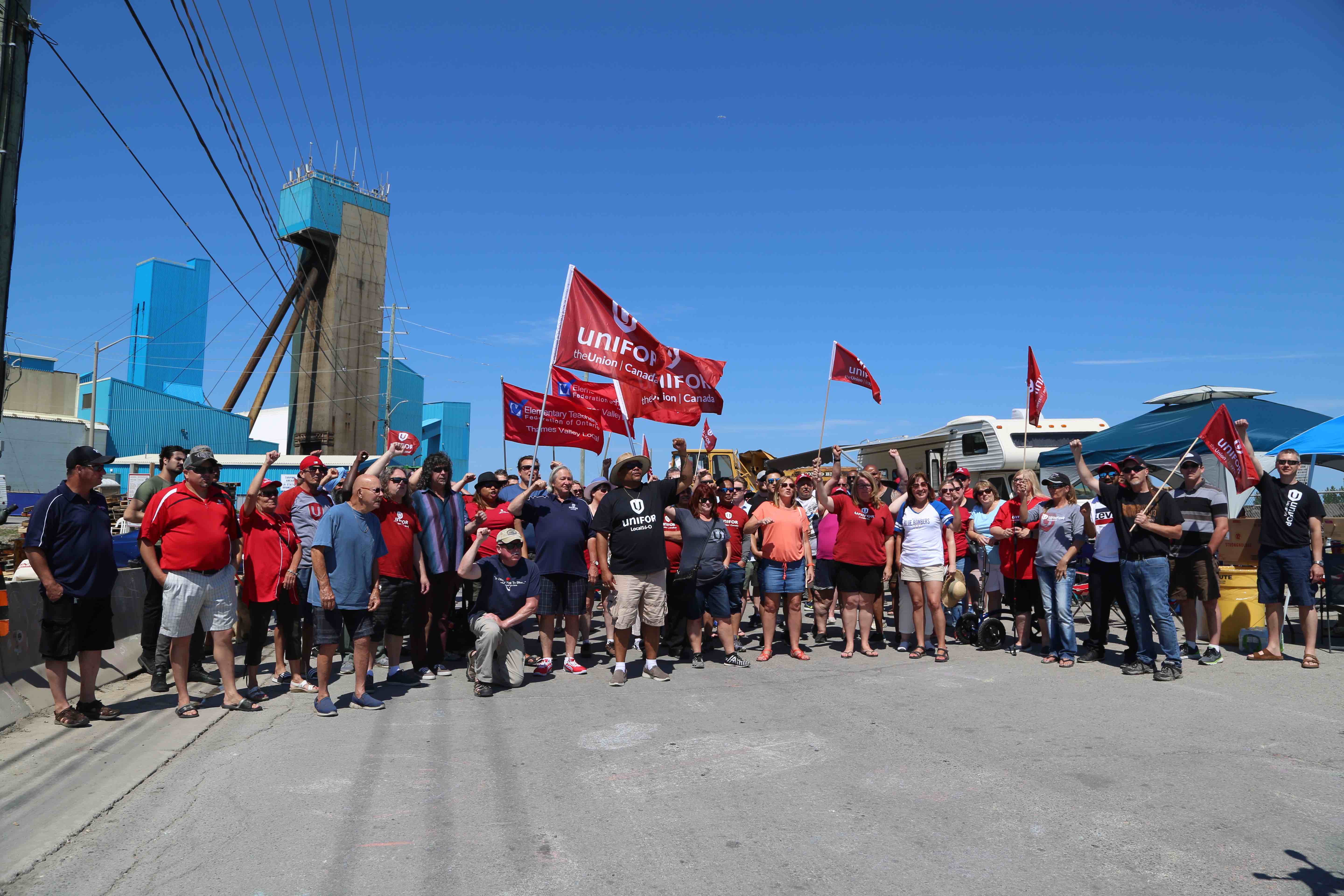 Members from across Ontario mobilized to support members of Local 16-0 in Goderich, Ontario in the summer of 2018.