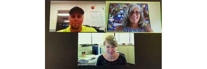 zoom meeting frames with Unifor leaders and guest