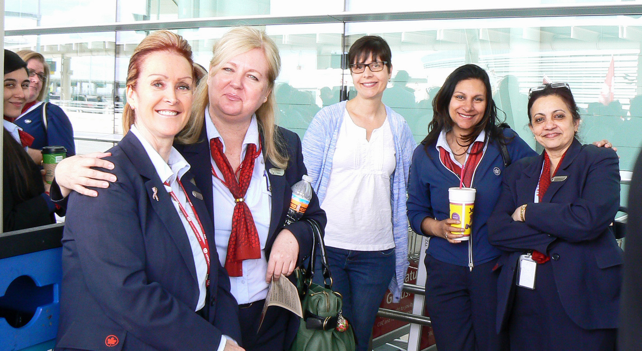 Group shot of women Air Canada workers in uniform.
