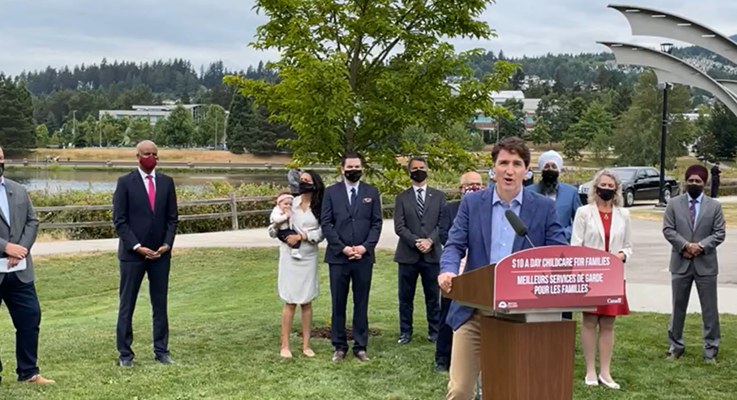 Prime Minister Justin Trudeau speaks during a press conference on Thursday, July 8 about the national child care plan his government tabled in April. British Columbia is the first province to sign on to the program – a move Unifor supports