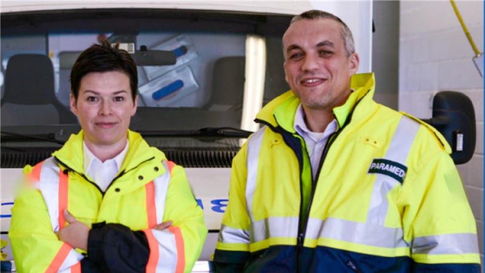 Two paramedics in uniform