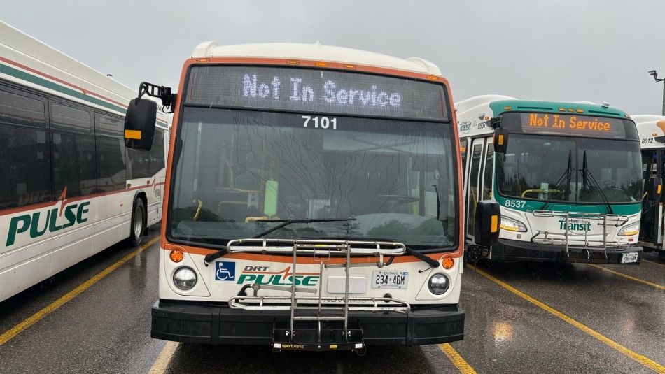 Durham Region Transit Buses parked not in service 