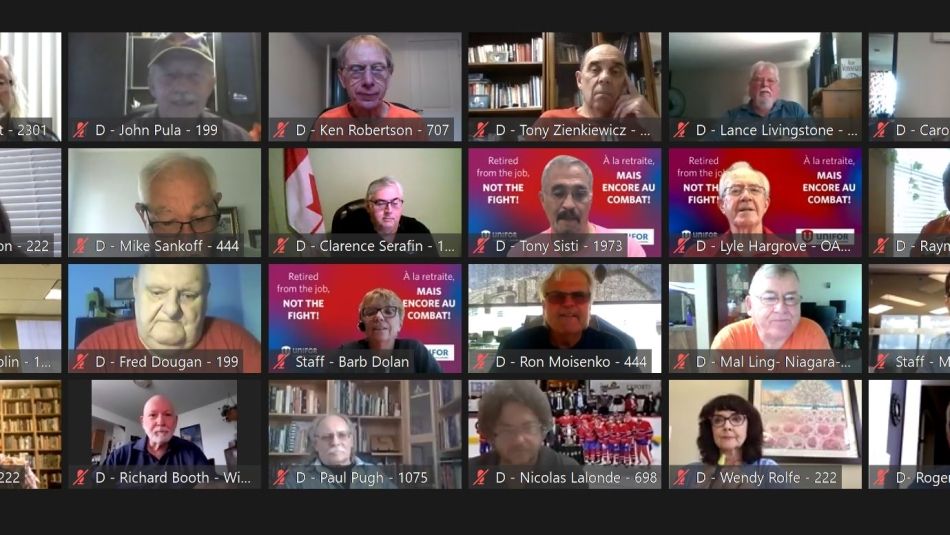 Retired workers meeting on zoom