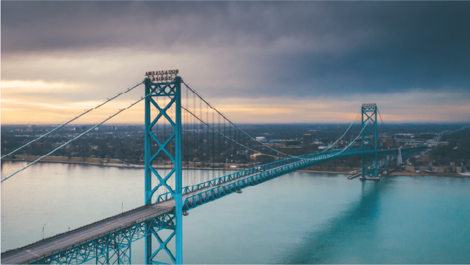 Vue aérienne du pont Ambassador à Windsor, Ontario