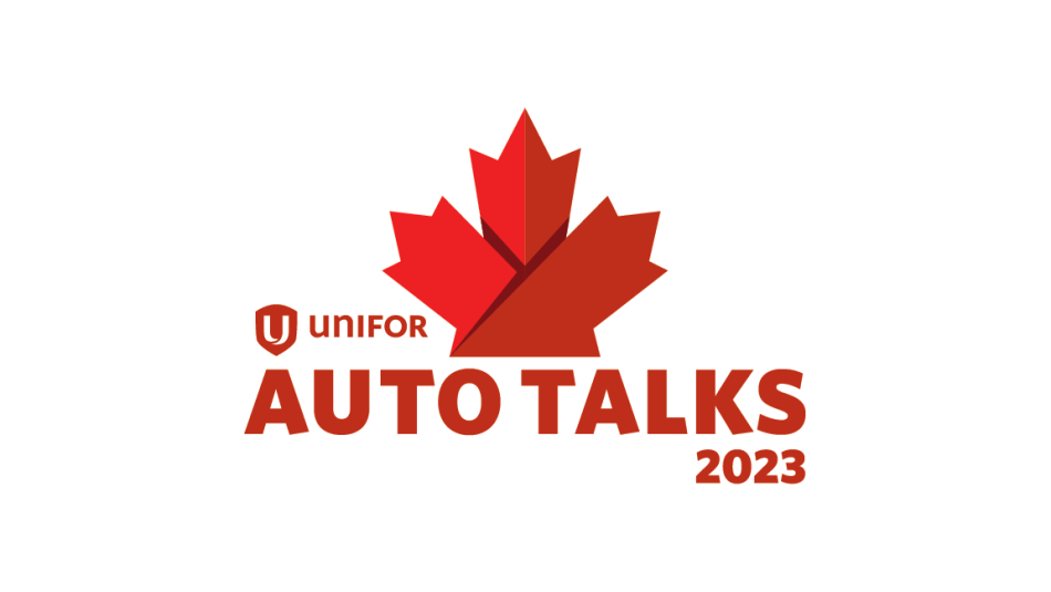 Unifor Logo, a maple leaf, Auto Talks 2023
