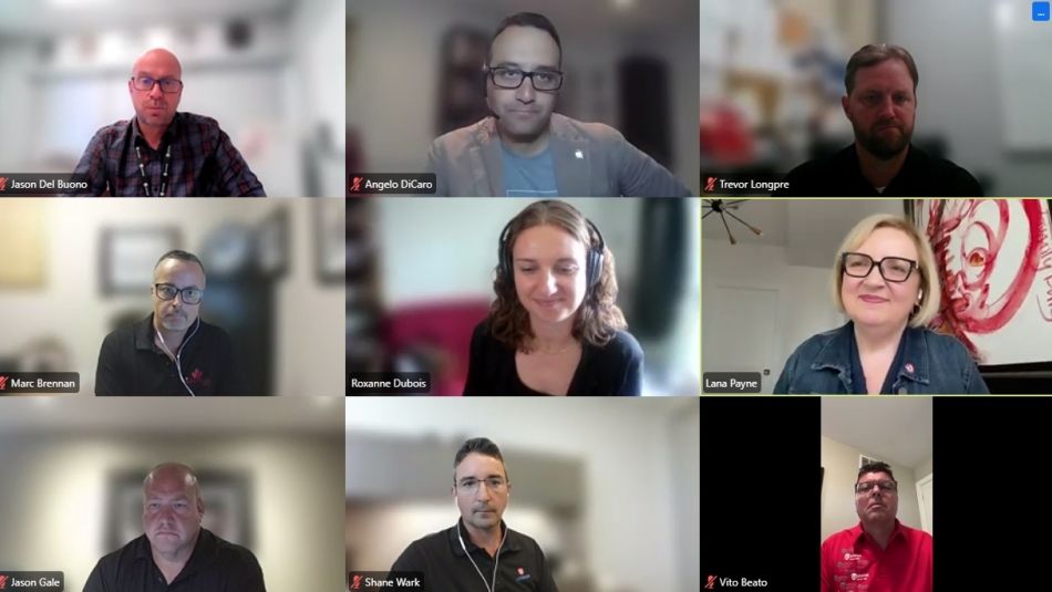 screen shot of nine people on a zoom call.