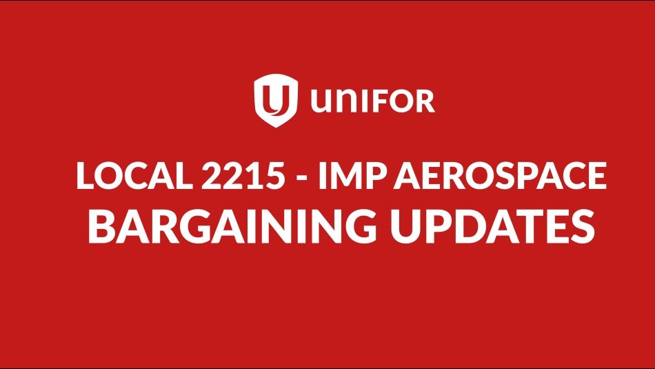 White text on a red background reading "Local 2215 - IMP Bargaining Update"