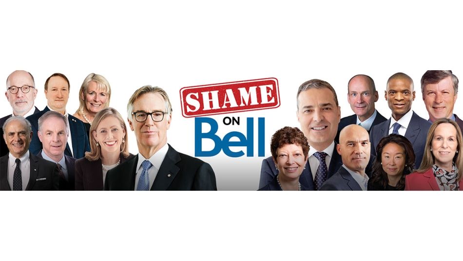 Shame on Bell a montage of people's profiles