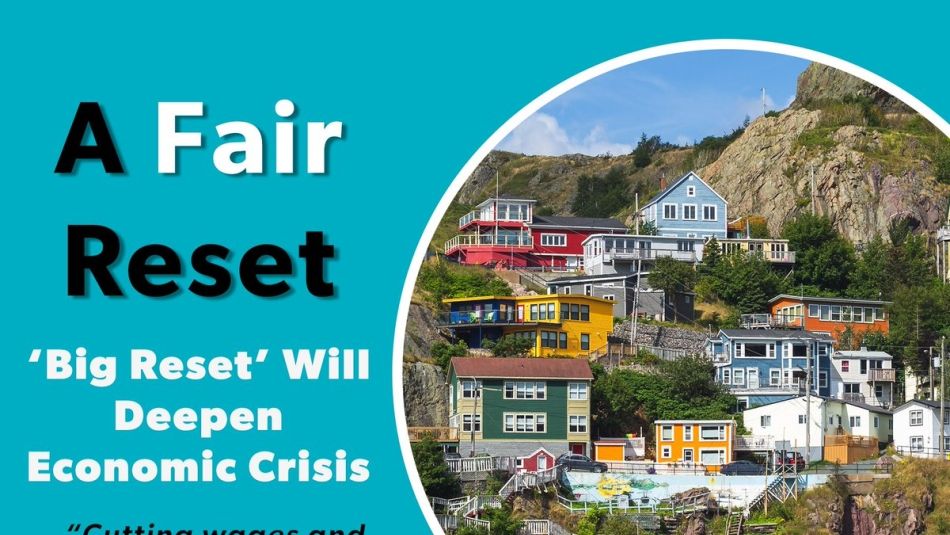 A Fair Reset with an image of a coastal Newfoundland town.