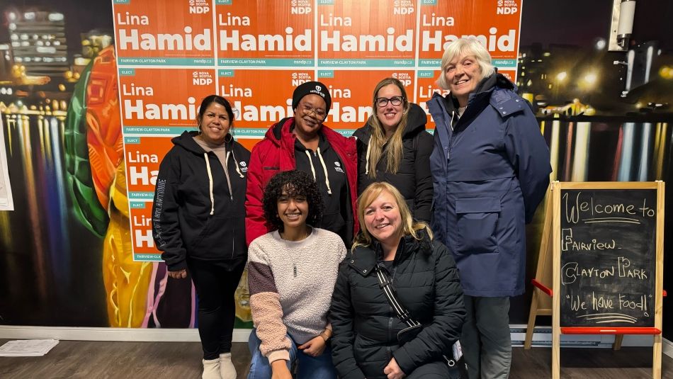 Unifor Atlantic Regional Director Jennifer Murray at a volunteer canvass event with a group of members Unifor Atlantic Regional Director Jennifer Murray at a volunteer canvass event with a group of members