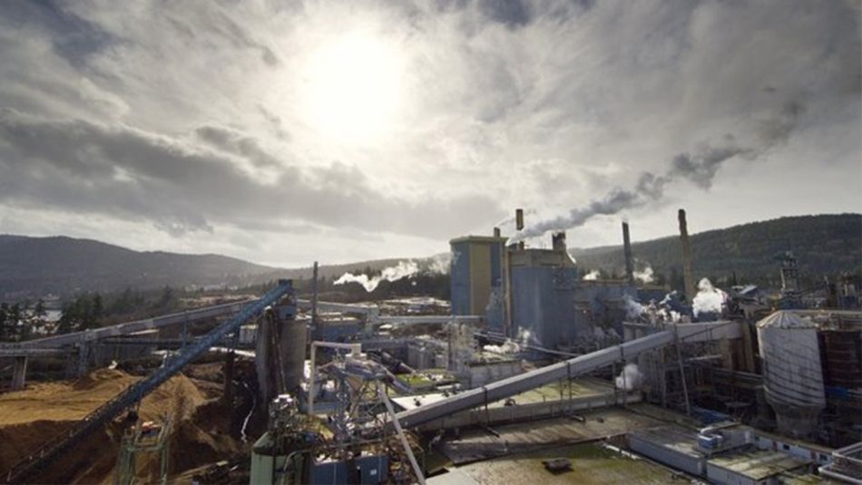 Aerial view of a pulp mill