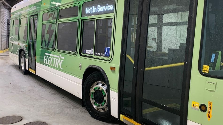 Durham Region Transit bus at a station stop