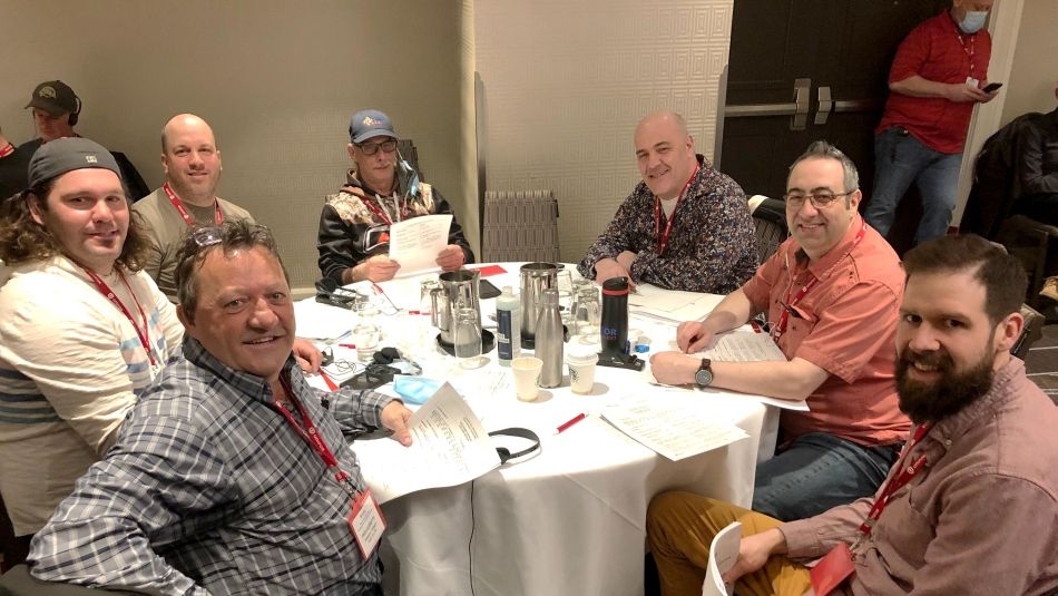 Members seated in a meeting room at Unifor's Pulp and Paper Wage Policy Conference.