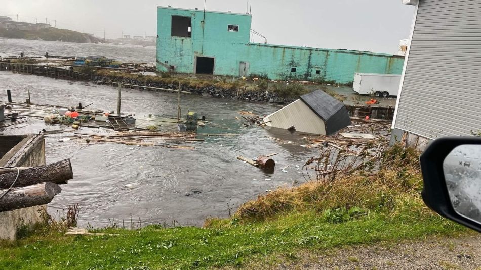 Buildings and fisheries destroyed by Hurricane Fiona.  