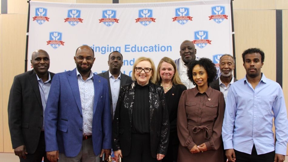 Unifor members in a small group at the Somali Hope Foundation 