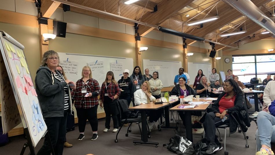 Women participating in a class setting.