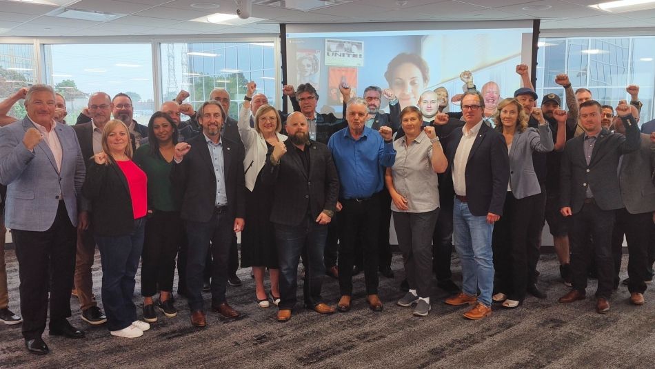 Group photo Canadian affiliates of the International Transport Federation (ITF)This includes: Unifor the Union, Teamsters Canada, BCFMWU, CATCA, CMSG, CUPE, ILWU Canada, NUPGE Canada, SIU.