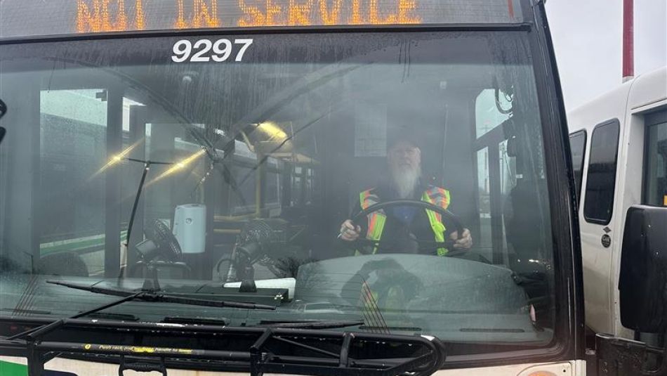 A "not in service" BC transit bus