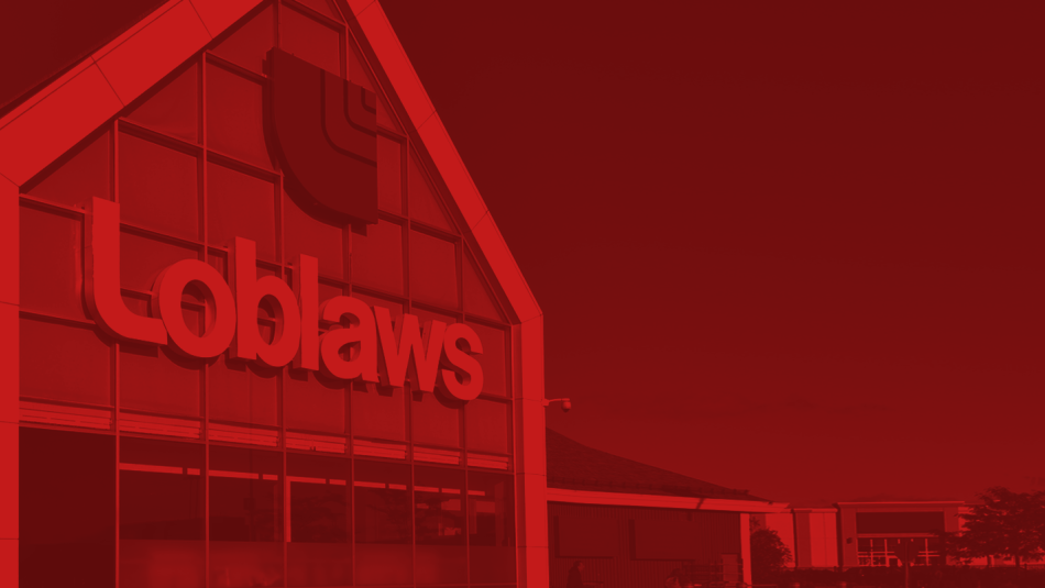 Exterior of a Loblaws building in red gradient