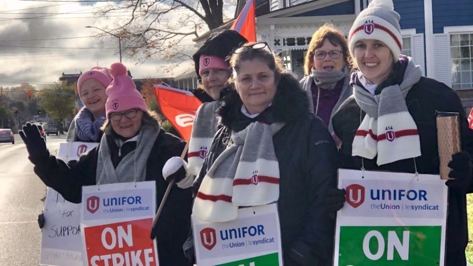 Shelter workers on the picket line at the Lennox and Addington Interval House