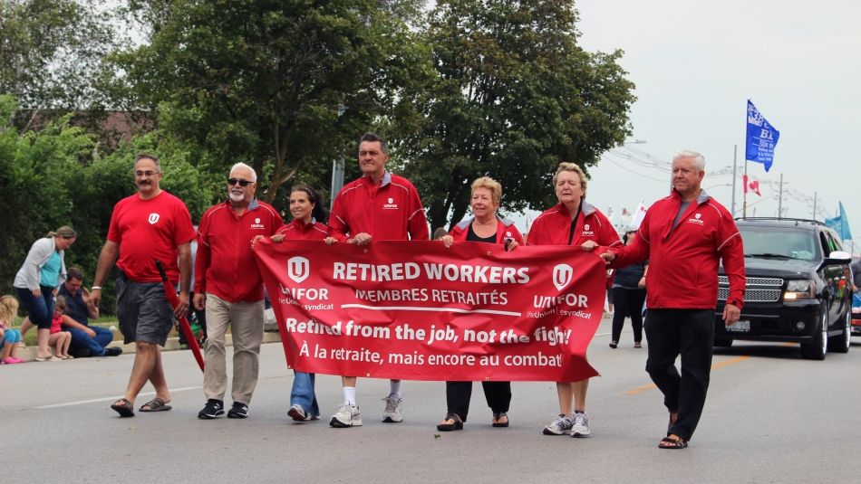 Unifor retirees in the Port Elgin Labour Day parade.