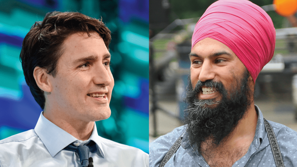 Le premier ministre Justin Trudeau et le chef du NPD Jagmeet Singh 