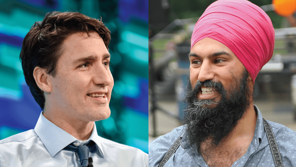 Le premier ministre Justin Trudeau et le chef du NPD Jagmeet Singh